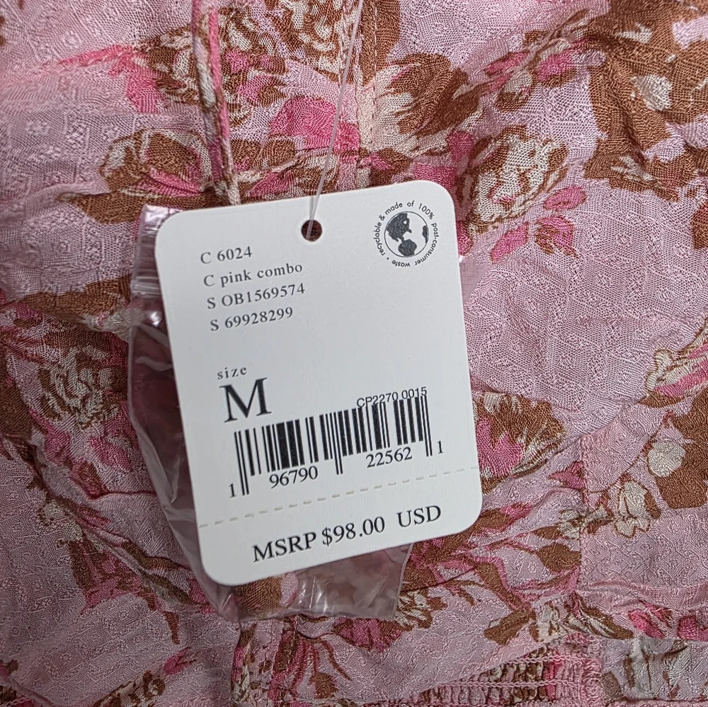 NEW Free People Hilary‎ Floral Pink Women's Top Size Medium